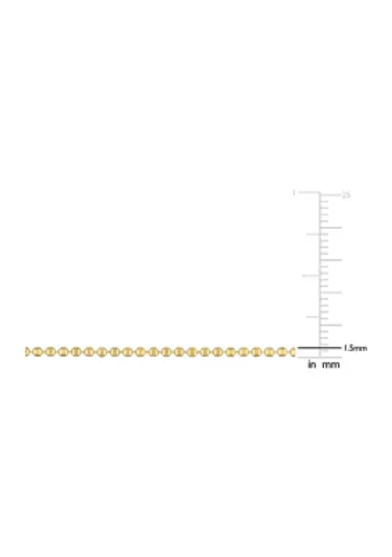 18k Yellow Gold Plated Sterling Silver Ball Chain Necklace