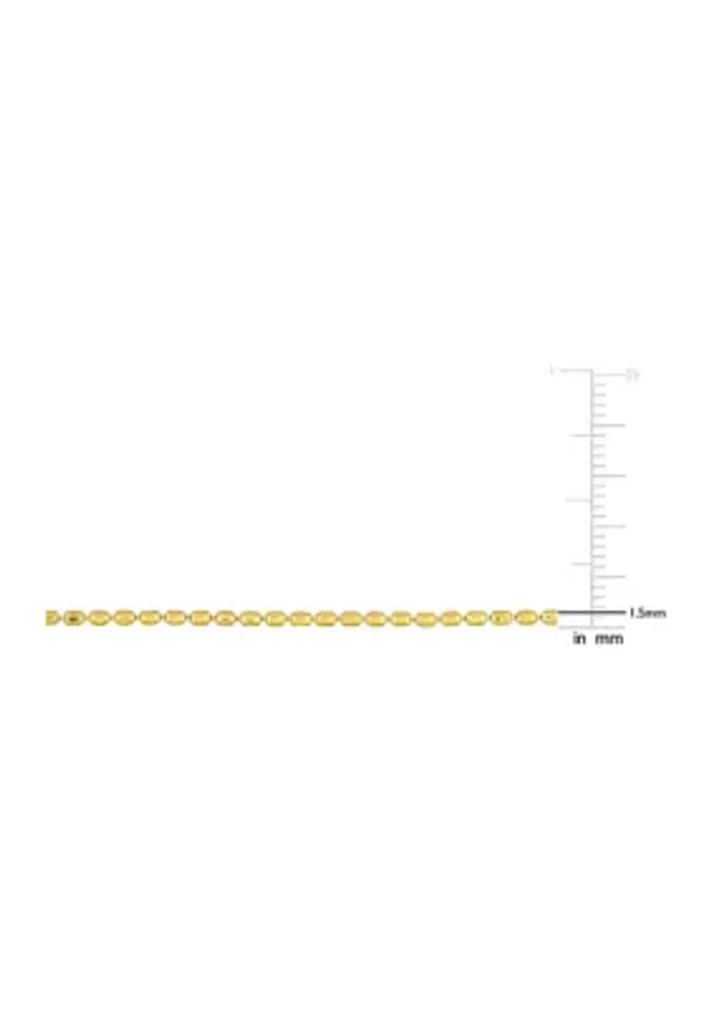 18k Yellow Gold Plated Sterling Silver Oval Ball Chain Necklace