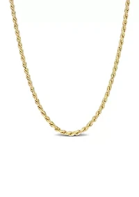 18k Yellow Gold Plated Sterling Silver 2.2mm Rope Chain Necklace