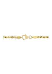 18k Yellow Gold Plated Sterling Silver 2.2mm Rope Chain Necklace