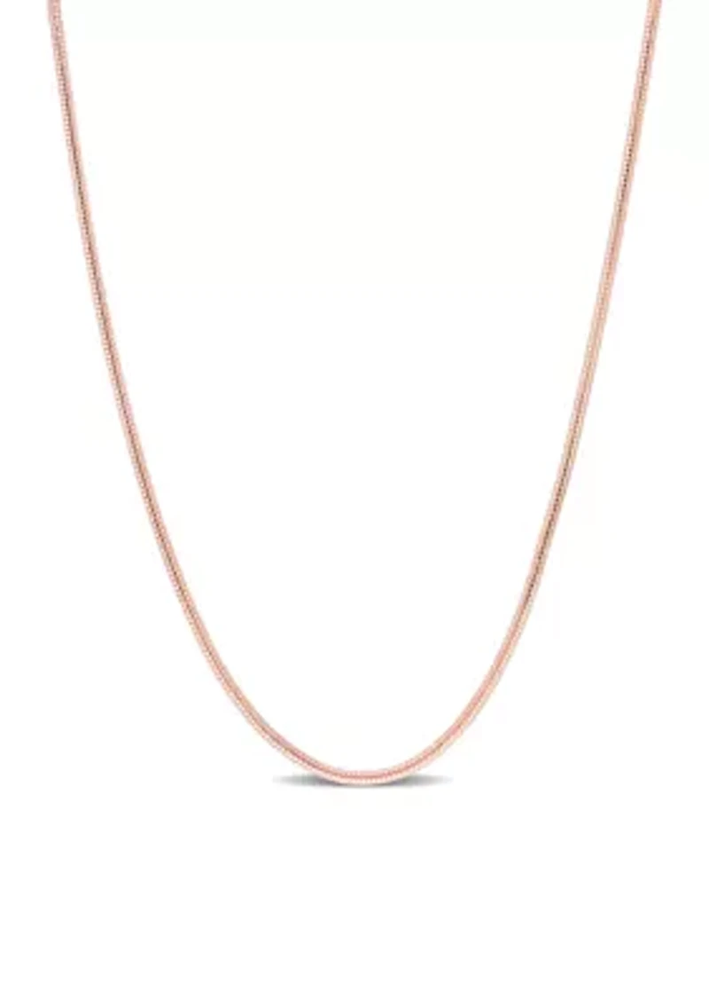 18k Rose Gold Plated Sterling Silver 1.2mm Snake Chain Necklace