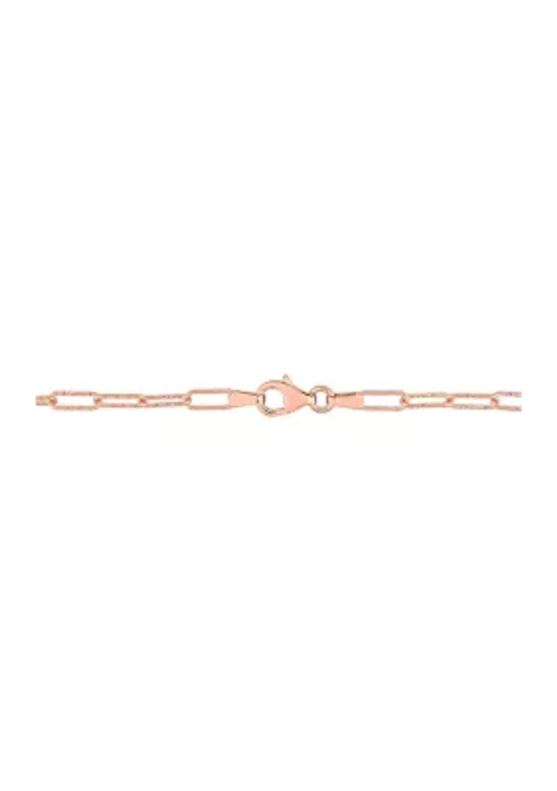 18k Rose Gold Plated Sterling Silver Fancy Paperclip Chain Necklace
