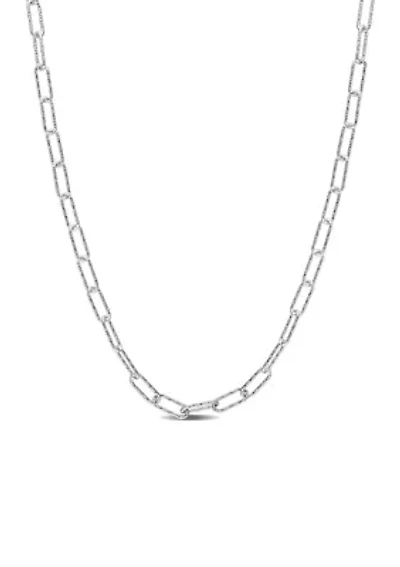 Sterling Silver Fancy Paperclip Chain Necklace