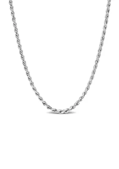 Sterling Silver 2.2mm Rope Chain Necklace