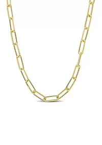 18k Yellow Gold Plated Sterling Silver 5mm Paperclip Chain Necklace