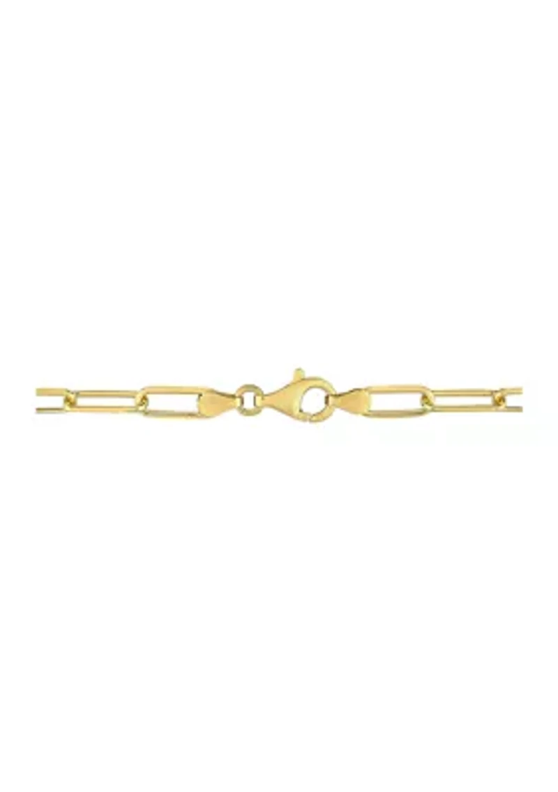 18k Yellow Gold Plated Sterling Silver 5mm Paperclip Chain Necklace