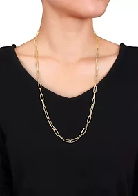 18k Yellow Gold Plated Sterling Silver 5mm Paperclip Chain Necklace