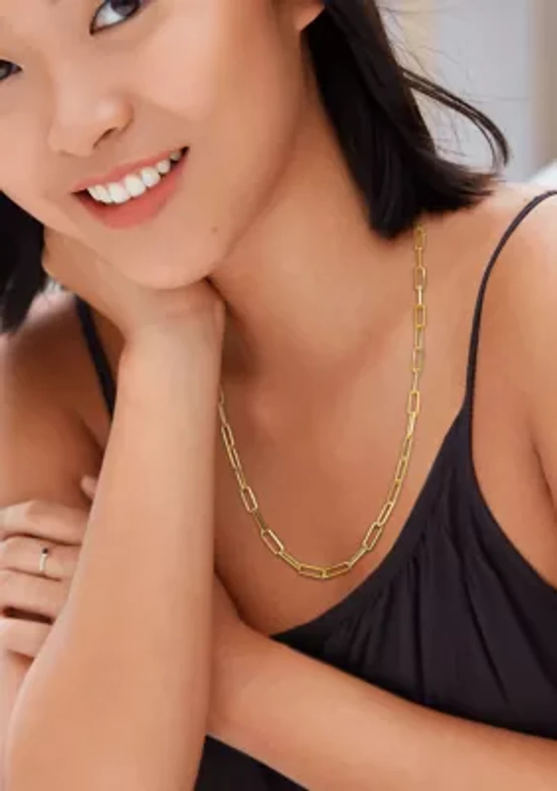 18k Yellow Gold Plated Sterling Silver 5mm Paperclip Chain Necklace