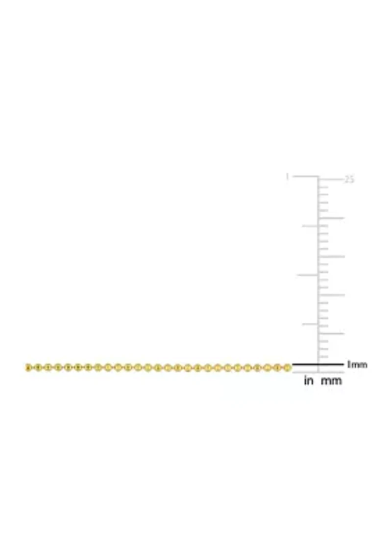 Yellow Flash Plated Sterling Silver 1mm Ball Chain Bracelet