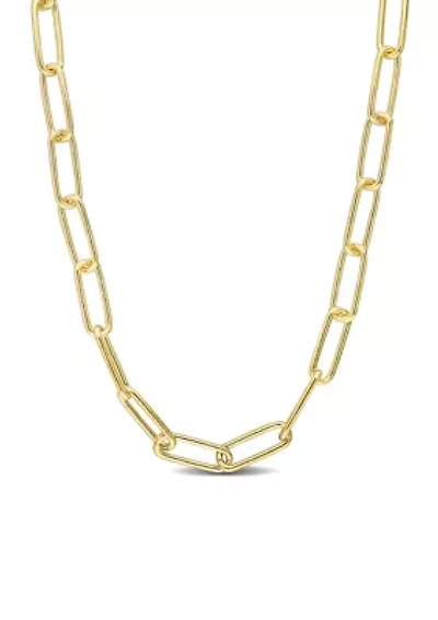 18k Yellow Gold Plated Sterling Silver 5mm Paperclip Chain Necklace