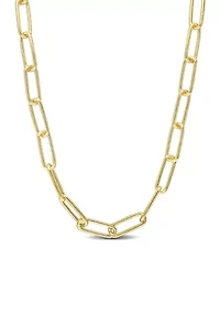 18k Yellow Gold Plated Sterling Silver 5mm Paperclip Chain Necklace