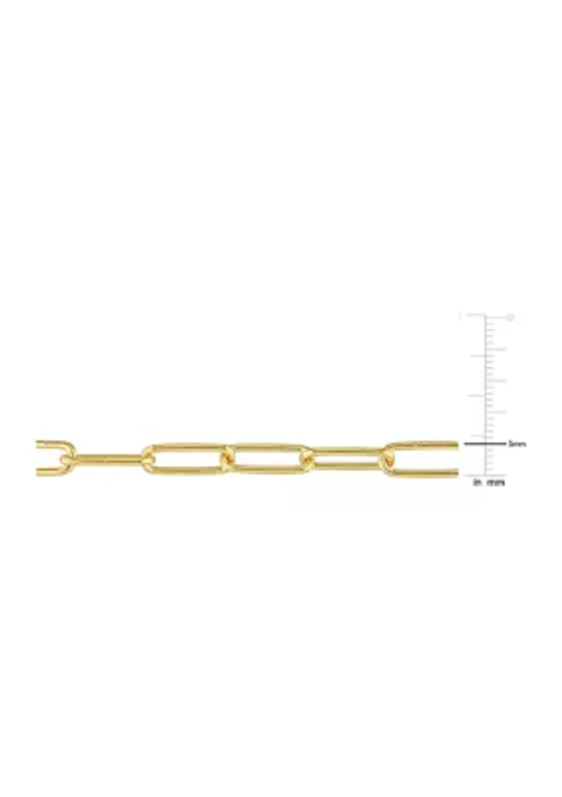 18k Yellow Gold Plated Sterling Silver 5mm Paperclip Chain Necklace