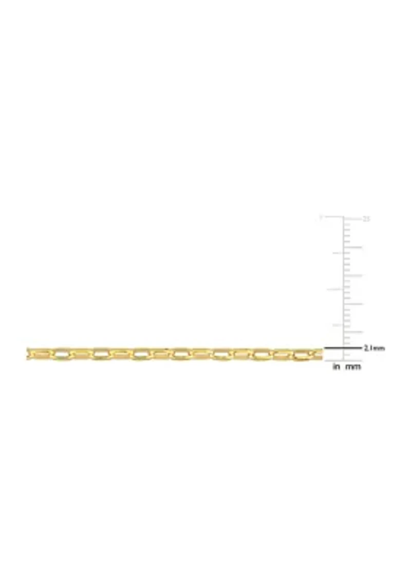 Yellow Flash Plated Sterling Silver Fancy Rectangular Rolo Chain Necklace