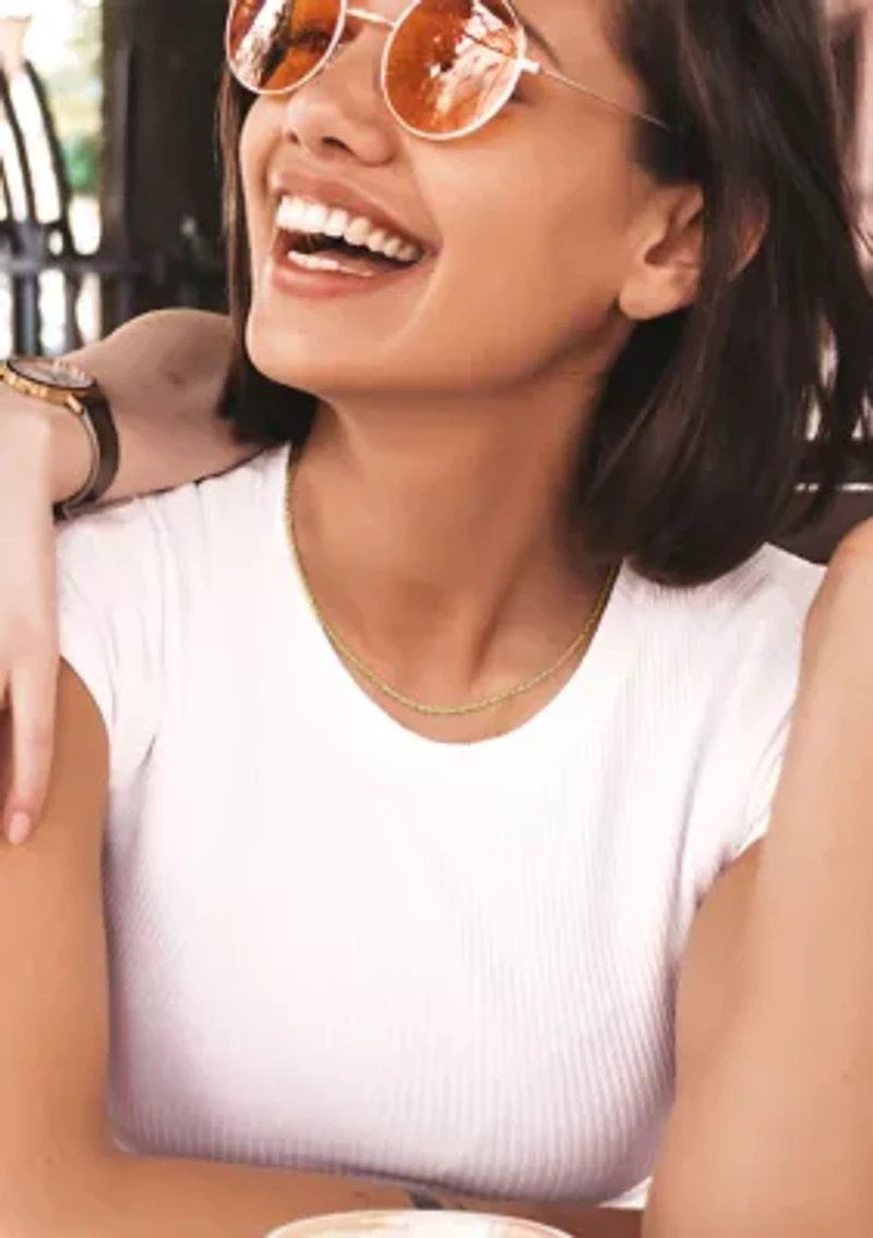 18k Yellow Gold Plated Sterling Silver Rolo Chain Necklace