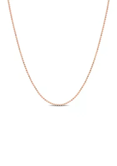 18k Rose Gold Plated Sterling Silver 1mm Ball Chain Necklace