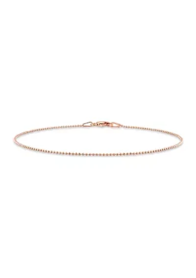 Rose Flash Plated Sterling Silver 1mm Ball Chain Bracelet