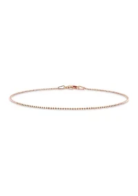 Rose Flash Plated Sterling Silver 1mm Ball Chain Bracelet
