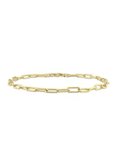 18k Yellow Gold Plated Sterling Silver 3.5mm Paperclip Chain Bracelet