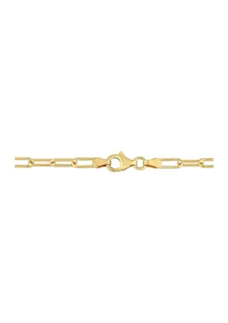 18k Yellow Gold Plated Sterling Silver 3.5mm Paperclip Chain Bracelet