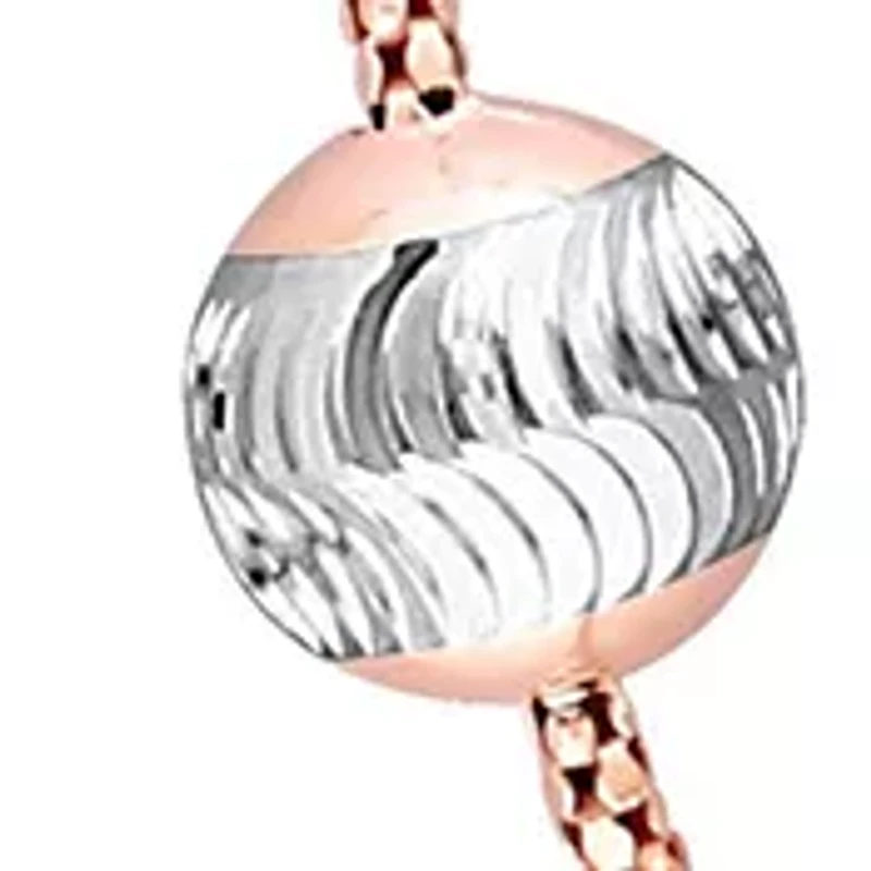 18k Rose Gold Plated Sterling Silver 6mm Ball Station Chain Necklace