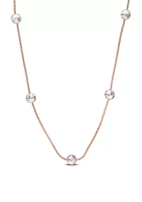 18k Rose Gold Plated Sterling Silver 6mm Ball Station Chain Necklace