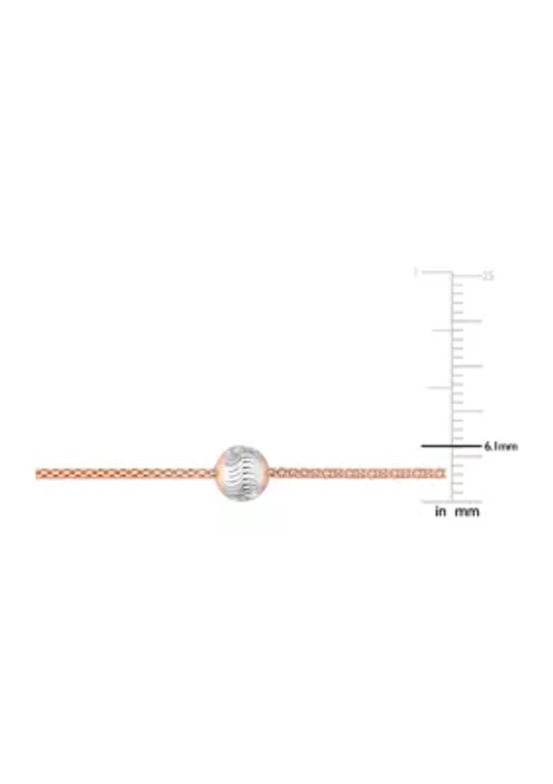 18k Rose Gold Plated Sterling Silver 6mm Ball Station Chain Necklace