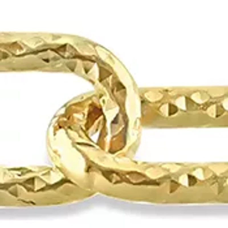 18k Yellow Gold Plated Sterling Silver 6mm Fancy Paperclip Chain Bracelet