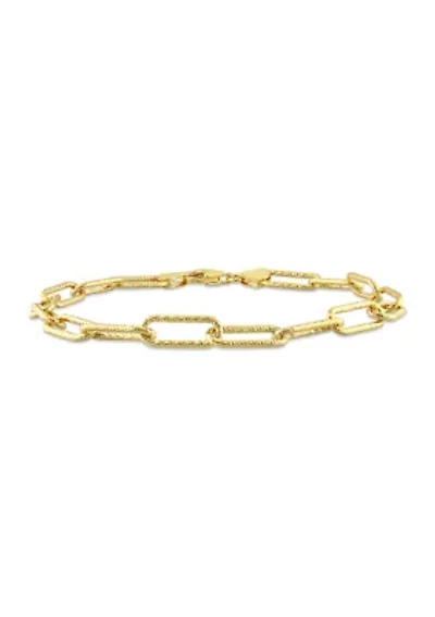 18k Yellow Gold Plated Sterling Silver 6mm Fancy Paperclip Chain Bracelet