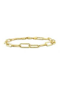 18k Yellow Gold Plated Sterling Silver 6mm Fancy Paperclip Chain Bracelet