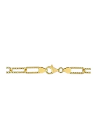 18k Yellow Gold Plated Sterling Silver 6mm Fancy Paperclip Chain Bracelet