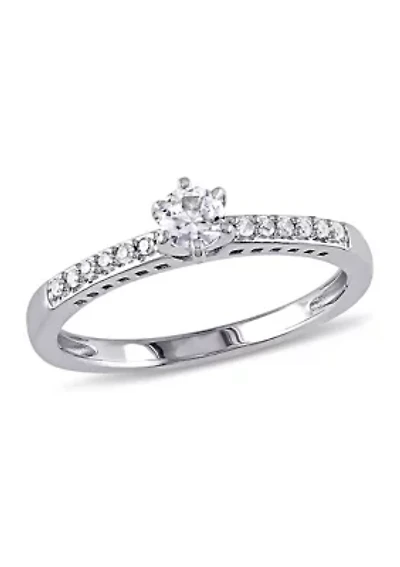Lab Created 1/4 CT TGW White Sapphire and Diamond Accent Ring Sterling Silver