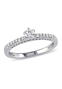Lab Created 1/4 CT TGW White Sapphire and Diamond Accent Ring Sterling Silver