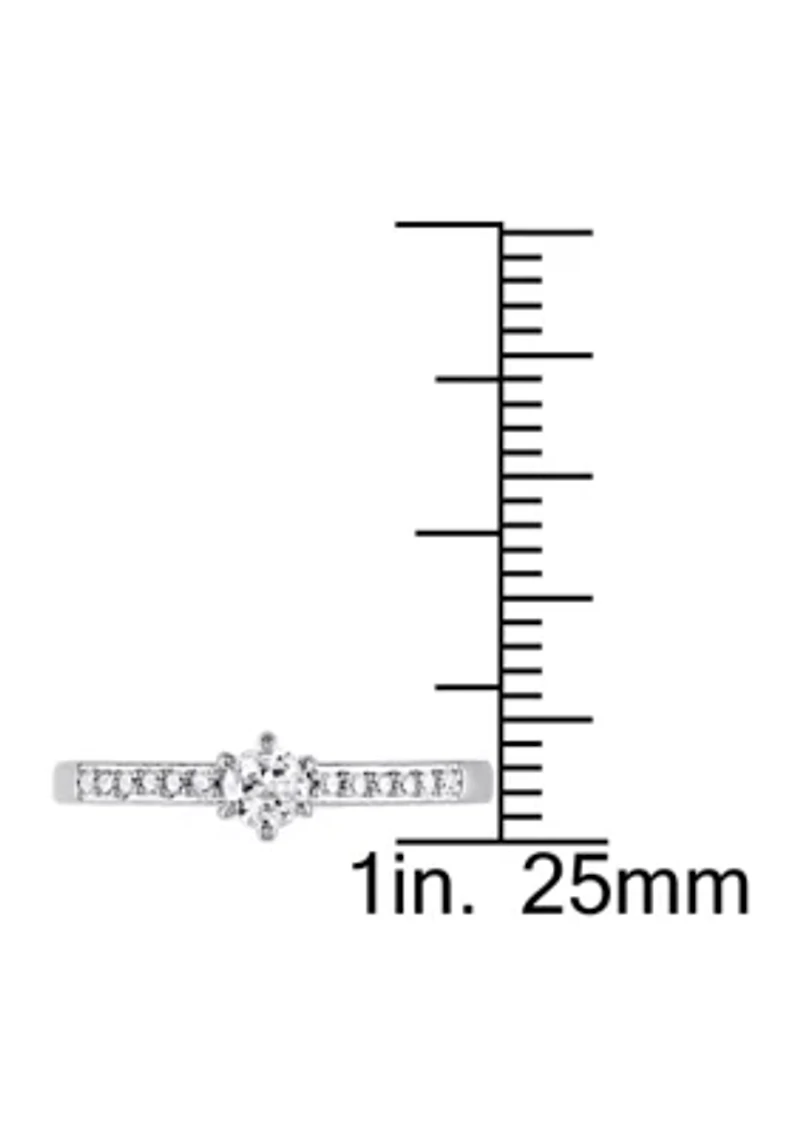 Lab Created 1/4 CT TGW White Sapphire and Diamond Accent Ring Sterling Silver