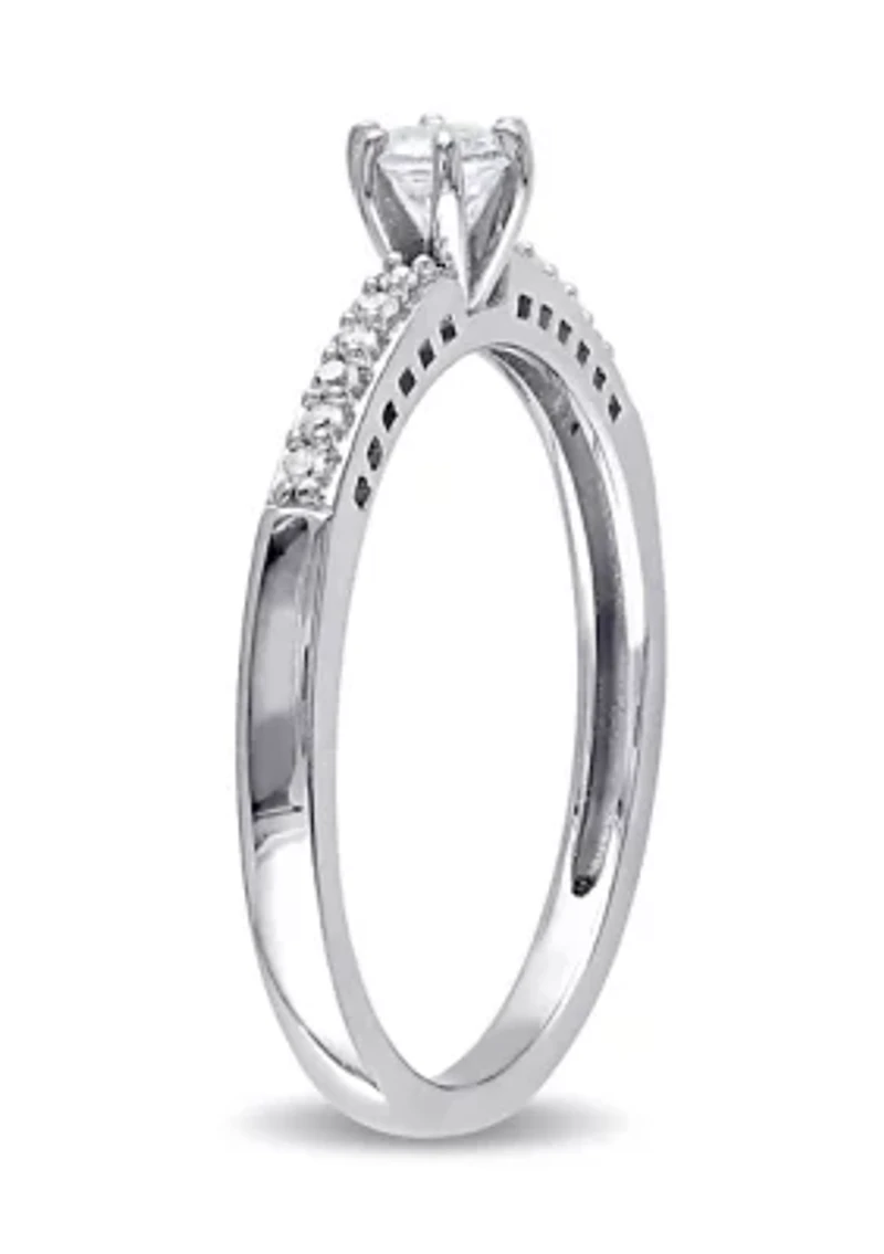 Lab Created 1/4 CT TGW White Sapphire and Diamond Accent Ring Sterling Silver