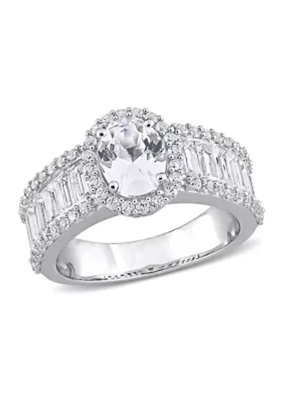 Lab Created 4.6 CT TGW White Sapphire Oval Halo Ring 10k Gold