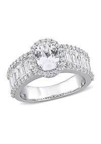 Lab Created 4.6 CT TGW White Sapphire Oval Halo Ring 10k Gold