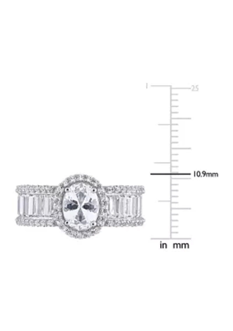 Lab Created 4.6 CT TGW White Sapphire Oval Halo Ring 10k Gold