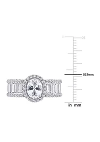 Lab Created 4.6 CT TGW White Sapphire Oval Halo Ring 10k Gold