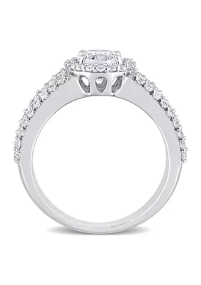 Lab Created 4.6 CT TGW White Sapphire Oval Halo Ring 10k Gold