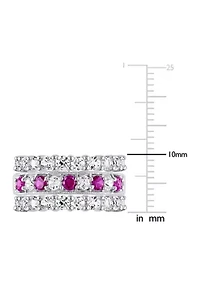 Lab Created 3-Piece Set Ruby and White Sapphire Semi-Eternity Stackable Ring Sterling Silver
