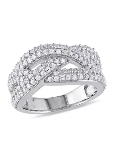 Lab Created 1.25 CT TGW White Sapphire Braided Ring Sterling Silver