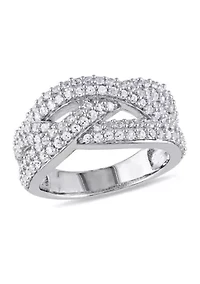 Lab Created 1.25 CT TGW White Sapphire Braided Ring Sterling Silver