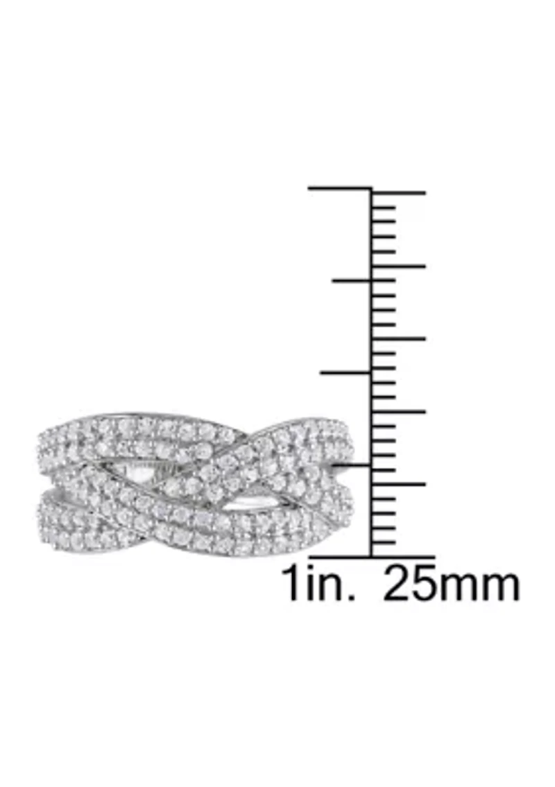 Lab Created 1.25 CT TGW White Sapphire Braided Ring Sterling Silver