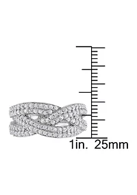 Lab Created 1.25 CT TGW White Sapphire Braided Ring Sterling Silver