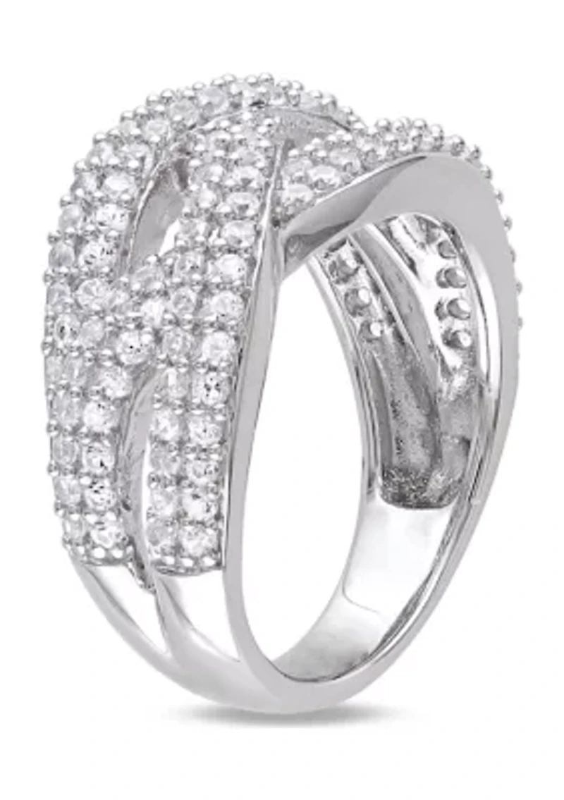 Lab Created 1.25 CT TGW White Sapphire Braided Ring Sterling Silver