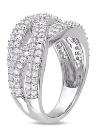 Lab Created 1.25 CT TGW White Sapphire Braided Ring Sterling Silver