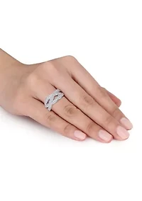 Lab Created 1.25 CT TGW White Sapphire Braided Ring Sterling Silver