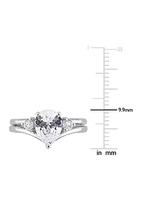 Lab Created 2.95 CT TGW White Sapphire Pear-Cut Bridal Ring Set 10k Gold