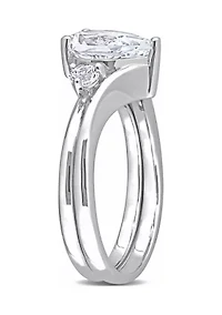 Lab Created 2.95 CT TGW White Sapphire Pear-Cut Bridal Ring Set 10k Gold