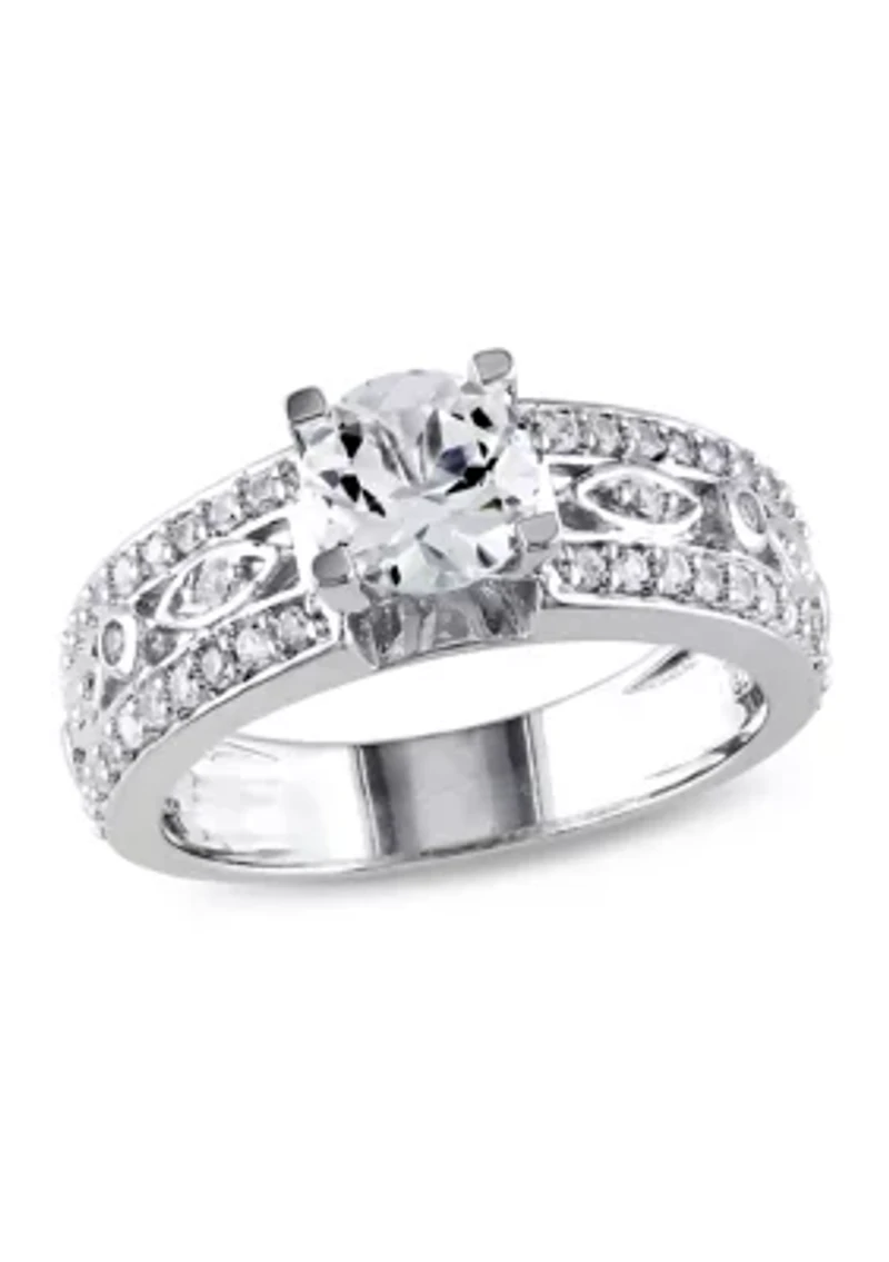 Lab Created 1.88 CT TGW White Sapphire Filigree Engagement Ring Sterling Silver
